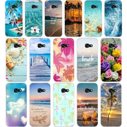 87AA Blue Wood Seashells Sea Star Soft Silicone Tpu Cover phone Case for Samsung A3 A5 A7 A8 2016 2017 2018 A50