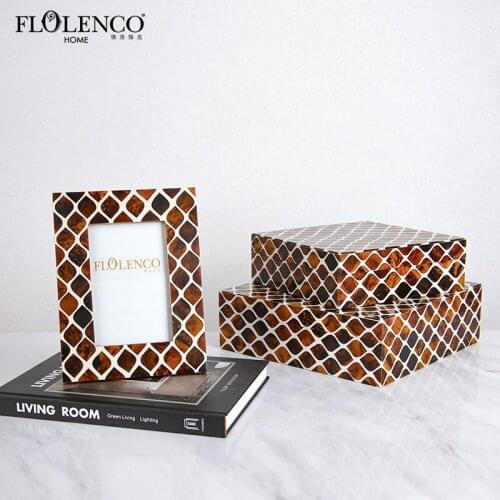 American modern horn decoration box photo frame combination decoration fashion model room home bedroom accessories