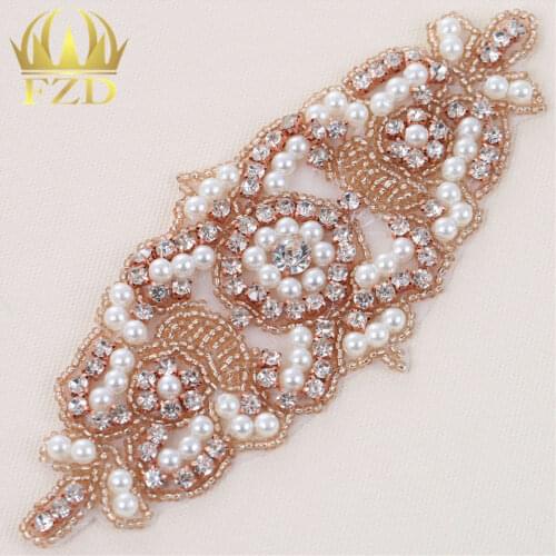 30pcs) Wholesale Hot Fix Iron On Rhinestone Beaded Applique Crystal for Wedding Dress Bridal Sash and Sew on DIY Headbands Bags