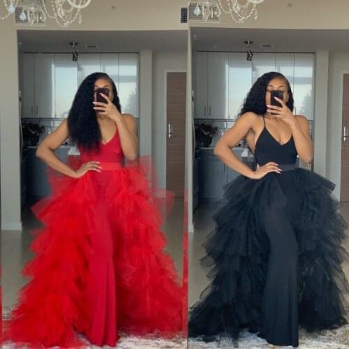Asymmetrical Puffy Skirt Tulle saias 2021 High Low Fluffy Skirts Women Red Skirt To Party Long jupe femme