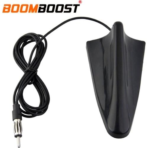 Black Shark Fin Car Radio Antenna with Outer Line SUV Truck ABS Radio Aerial Signal Roof Special Radio FM for BMW l FM funciton