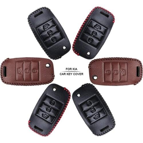 Car Accessories Key Cover Case For KIA RIO 3 4 X line Cerato Ceed Picanto Sorento Hand-woven Smoky Grey Metal Keyring Keychain