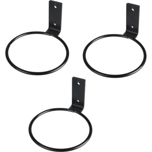 Flower Pot Holder Ring Wall Mounted Metal Planter Hooks Hangers Wall Bracket, 3 Pack, Black, 8 Inch