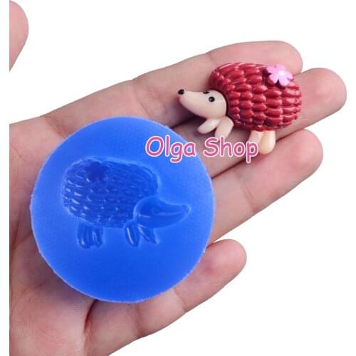 DYL689 31.3mm x 22.2mm Hedgehog Silicone Mold Cute Miniaturesweets Resin Clay Art Craft Cake Decoration Fondant Candy Chocolate
