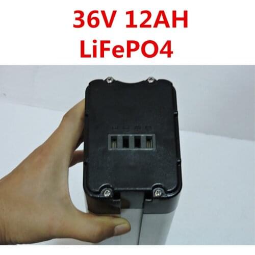 36V 12AH LiFepo4 Silver Fish Electric Bicyble Battery e wheelchair battery with 43.8V 2A Charger Bottom Discharge battery