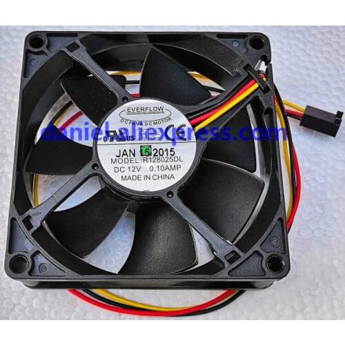 EVERFLOW R128025DL 12V 0.10A 8025 8CM 3-wire ball silent fan