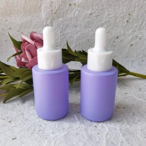 20ml 30ml Dropper Bottle White Glass Aromatherapy Liquid Pipette Essential Oil Bottle Travel Bottle Purple Cosmetic Containers