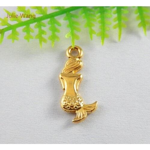 Julie Wang 20PCS Gold Mermaid Charms Alloy Pendants Jewelry Making Earrings Necklace Handcrafts Finding Accessory