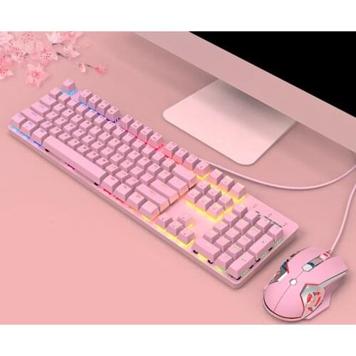 Mechanical Gaming Keyboard and Mouse Combo 104 Keys Backlit Keyboards, Wired for PC Gamer Computer Laptop