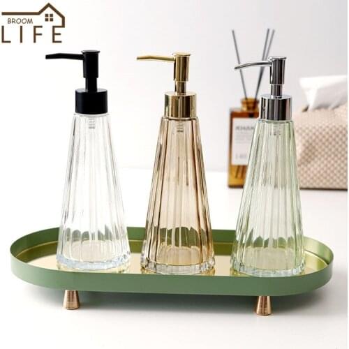 Conical modern liquid shampoo dispenser glass Hand Soap bottle with pump Body Wash Press Type Container home bathroom accessory