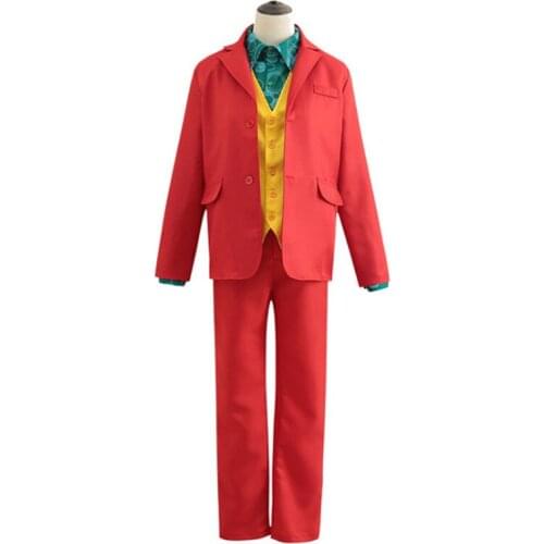 2020 Joker Costume Cosplay Clown Men Suit Wig Halloween COS SETS Jacket + Vest + Pants for Adults