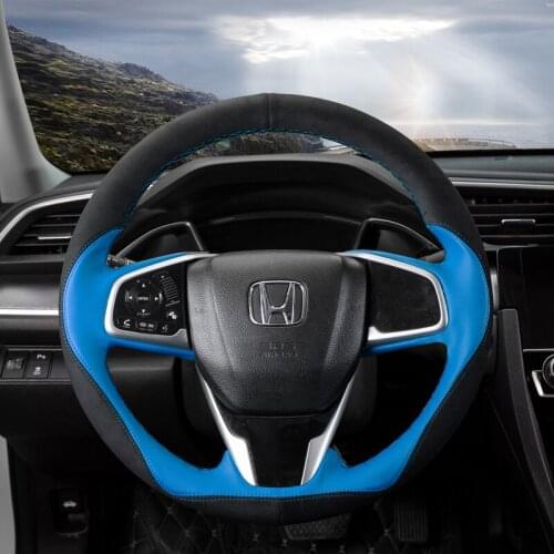 DIY Hand sewn leather steering wheel cover for Honda Avancier CIVIC CR-V CITY Gienia Accord XRV Vezel Odyssey URV