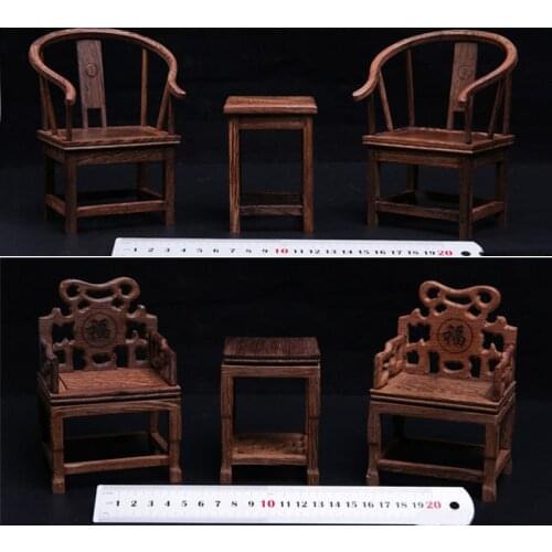 1/6 Soldier Scene Furniture Solid Wood Table And Chair Taishi Chair Table Soldier Accessories Chinese Ming And Qing Style