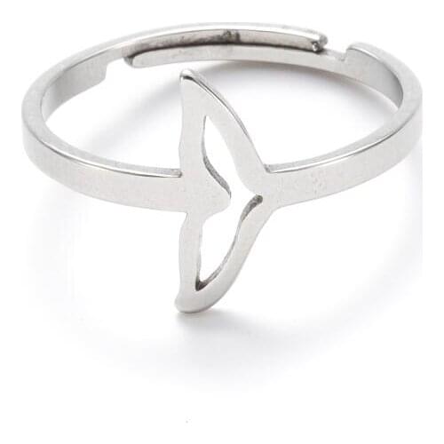 Minimalism Cheap Stainless Steel Fishtail Mermaid Resizable Rings For Women Creative Fashion Party Birthday Gift Jewelry