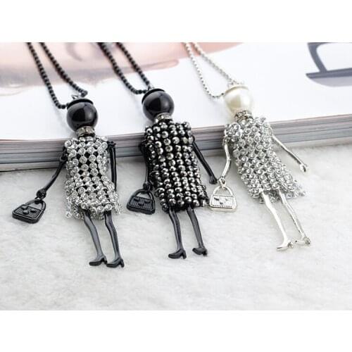 Fashion necklace for women 2016! Cute Dress Doll Necklace Crystal Meshes wholesal gifts Jewelry Accessories
