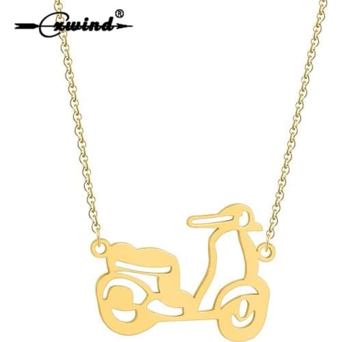 Cxwind Trendy Motorcycle Necklaces Motorbike Biker Design Charms Pendant Necklace for Women Simple Style Clavicle Chain Colar