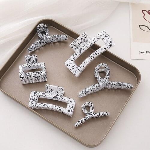 Fashion Small Medium Large Sizes Hair Clamps White Black Geometric Hairpins Square Acrylic Hair Clips for Thick Hair Accessories