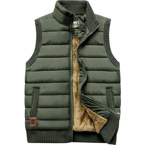 Sleeveless Jacket Men Autumn Thick Vest Coat Warm Casual Stand Collar Mens Vests Coat Fleece Waistcoat Winter Vest Plus Size