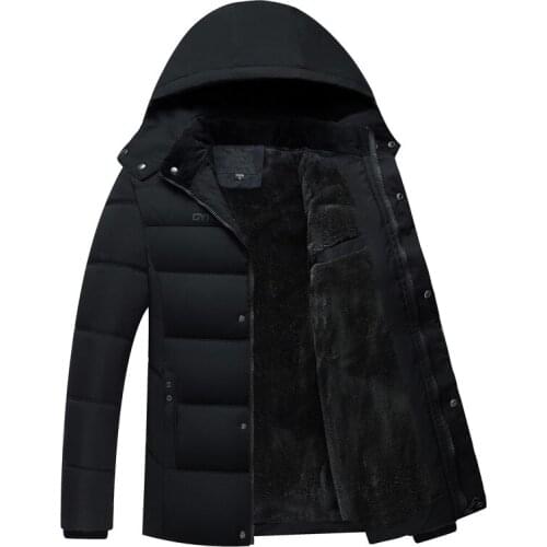 Mens Parkas Overcoat Fashion Coats Windbreaker Thick Hombre Parkas Winter Jackets Slim Solid Hats Casual Windproof 4XL