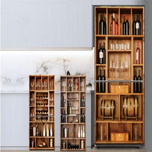 60x180cm Wine Cabinet Sticker For Fridge Furniture Door Decoration Wallpaper Waterproof Adhesive Poster Wall Decals Home decor