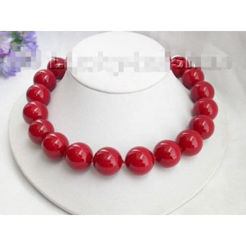 20mm 100% round red south sea shell pearls necklace ^^^@^Noble style Natural Fine jewe
