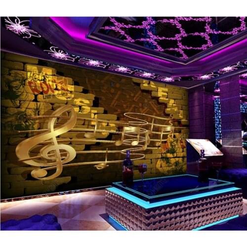 Custom wallpapers 3d murals wallpaper for walls 3 d Wall brick music space musical note bar ktv background wall paper home decor