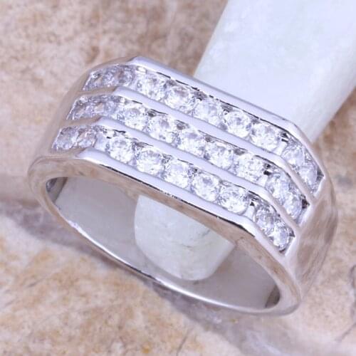 Very Good White CZ Silver Plated Womens Ring Size 6 / 7 / 8 / 9 R1323