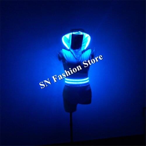 QZ08 LED costumes ballroom glowing cloth nightclub ds performance suit dj sexy girl luminous dresses weras dance jazz stage show