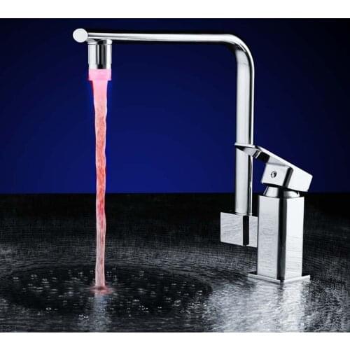 LED Bathroom Faucet Sink Faucet Basin Tap 7 Colors Glow Temperature Sensor