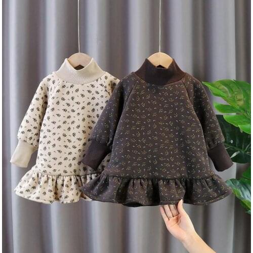 Warm Cotton Spring Winter Girls Dresses Teenagers Toddler Outwear Children Clothes School Uniform Dresses Long Sleeve High Quali