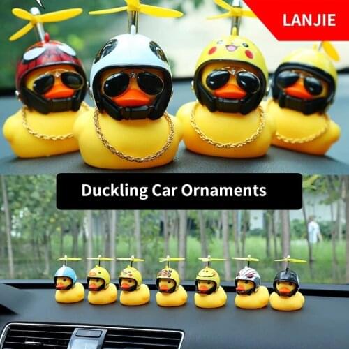 Duckling in the Car Ornaments Decoration Duck Horn With Helmet for Bike Bells Riding Equipment Car Decoration Accessories