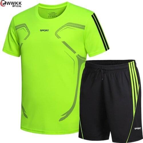 WWKK 2021 t-shirt Shorts Set Men Summer 2pc Tracksuit+Shorts Sets Beach Mens Casual Tee Shirts Set Sportswears Soccer Fitness