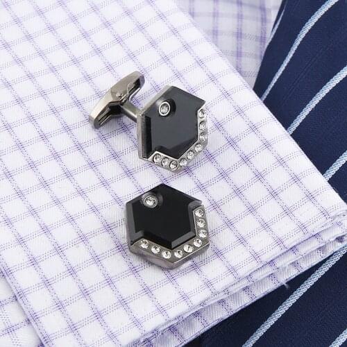 2018 Black Crystal Shirt Cufflinks For Mens Wedding Gift Cufflink cuff links RL-8016 Cuff Buttons High Quality Free Shipping