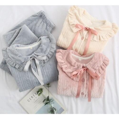 Womens Pajamas Maternity Sleep Pregnancy Clothes Autumn Winter New Flannel Pregnant Pijama Breastfeeding Sleepwear