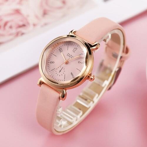 Creative glass monocular belt ladies quartz watch new rose gold even-digit digital scale small round watch female