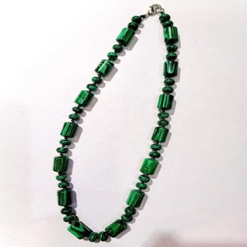 1 Strand 13x10mm Wholesale Green Malachite Cylindrical Pendant Necklace Jewelry Ornaments 16.5inch S331