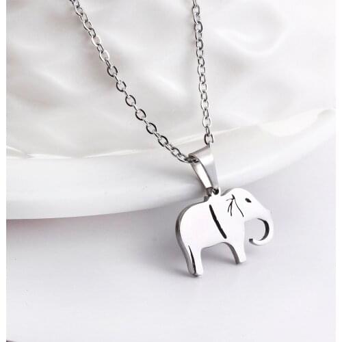 1Pc New Baby Elephant Animal Pendant O Chain Indian Style Chokers Necklaces Stainless Steel Charms Necklace Fashion Jewelry