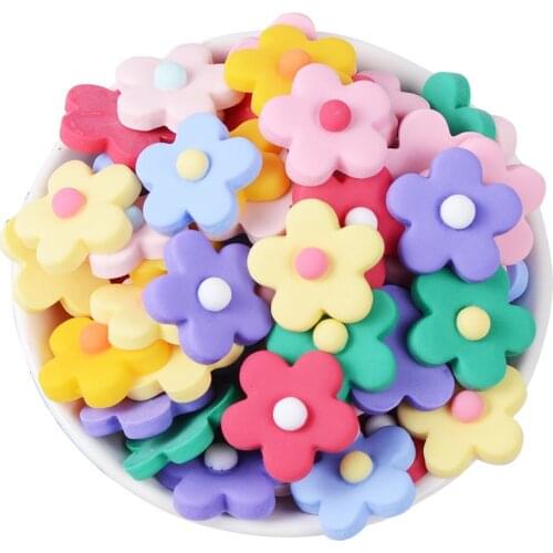 20Pcs 25mm Frosted five-petal flower DIY Resin Accessories Epoxy Mobile Phone Shell Hair Accessories Brooch Earring Material