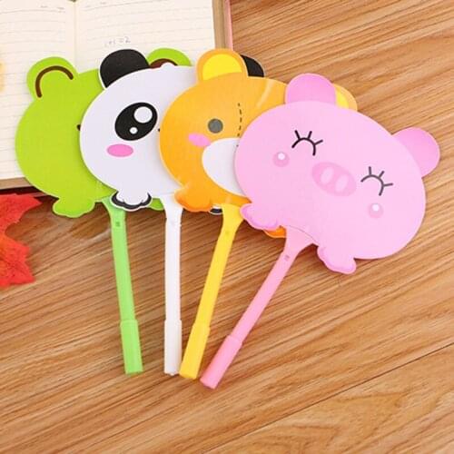 4PCS/Set Creative Cartoon Fan Plastic Ballpoint Pens Cute Animal Pens For Children Office School Supplies
