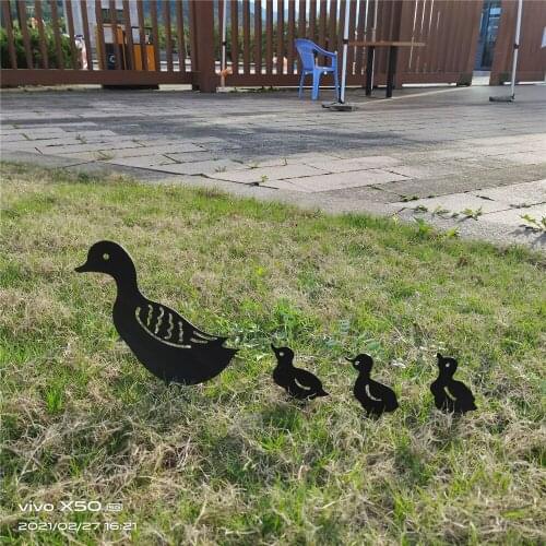 4 Pcs Metal Duck Outdoor Decoration Outside Decor Yard Garden Ornaments