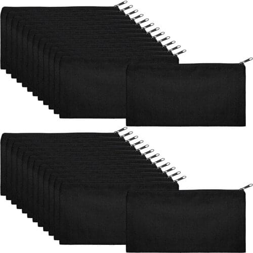 50Pcs Canvas Cosmetic Bag With Zipper Bag Bag Plain Cosmetic Bag Blank DIY Stationery Cosmetic Craft Bag