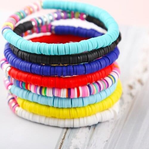 7Colors Fashion 6mm Disc Beads Vsco Bracelet Polymer Clay Beaded Wristband Handmaded Gift For Women Jewelry Decoration