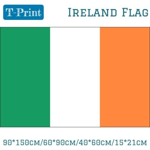 90*150cm/60*90cm/40*60cm/15*21cm Ireland National Flag Polyester Irish 3x5FT Banner For World Cup National Day Sports meeting