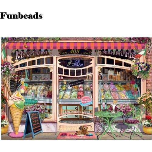 5D DIY Full Drill Diamond Painting Ice cream shop diamond Embroidery Kits Rhinestones Home wall decorations paintin FF103