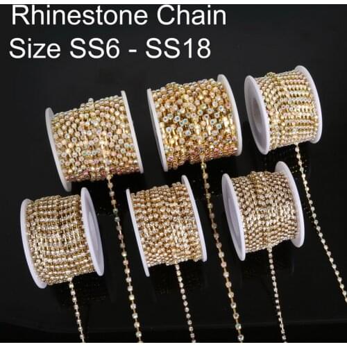 Antique SIlver Plated 10yard/Roll SS6-SS18 Rhinestone Chain Copper claw with Transparent/white AB Glass Rhinestone,DIY Jewelry