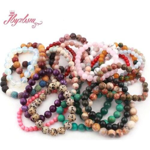 Round Stone Bracelet:ShouShan Agates Turquoises Lava Natural Beads For Women Chritmats Fashion Jewerly Gift Bracelet 6/8/10mm 7"