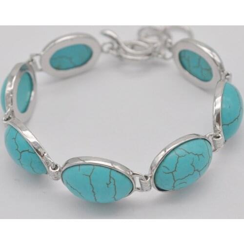 Blue Howlite Stone GEM Beads Bracelet Bangle 8 Inch Jewelry G057