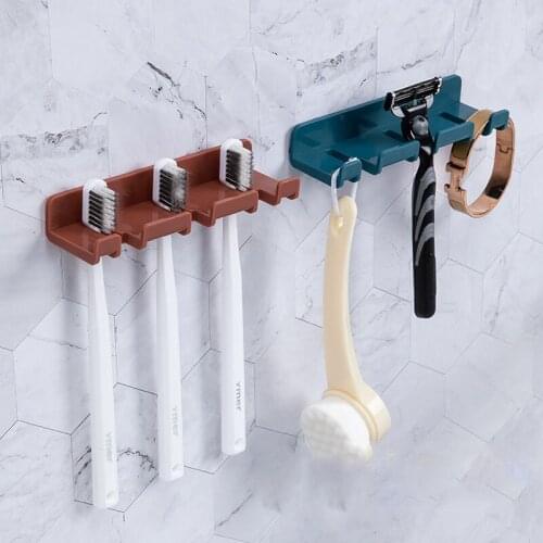 Bathroom Accessories Disc Multicard Slot Toothbrush Holder Rack Toothbrush Organizer Hanging Set Storage Wall-mounted Toothbrush