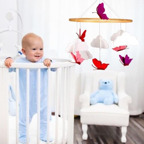 Baby Rattle Mobile Toys Crib Mobile With Felt Butterfly Cloud Wind Chime For Baby Bed Toys Nordic Kids Room Decoration Props