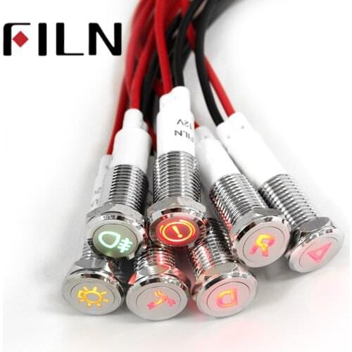 Chrome Waterproof Lamp FILN 12V LED Car Boat LED Warning Dashboard Signal Lights Instrument Pilot light 10mm